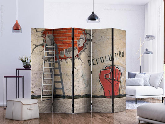 Decorative partition-Room Divider - The invisible hand of the revolution II-Folding Screen Wall Panel by ArtfulPrivacy