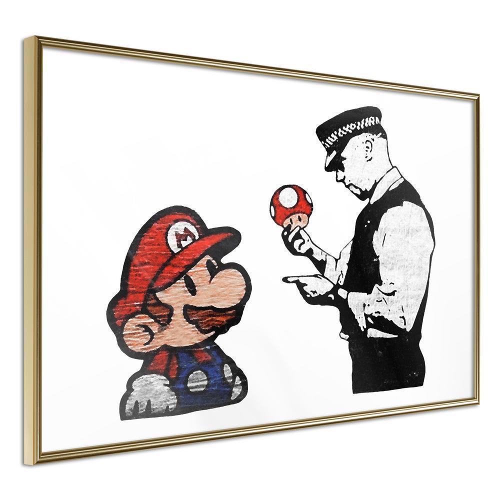 Urban Art Frame - Banksy: Mario and Copper-artwork for wall with acrylic glass protection