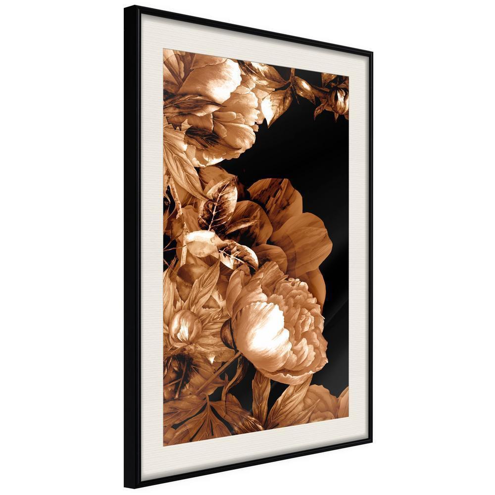 Autumn Framed Poster - Summer Flowers in Sepia-artwork for wall with acrylic glass protection