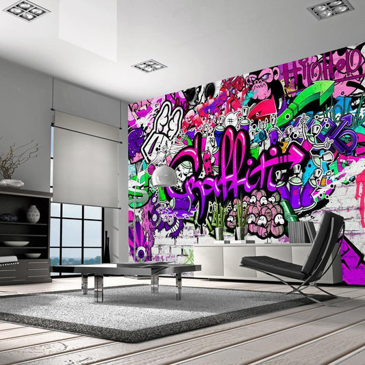 Wall Mural - Purple Graffiti-Wall Murals-ArtfulPrivacy