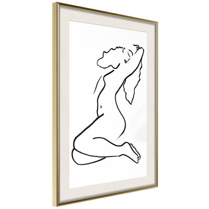 Black and White Framed Poster - Coquettish Pose-artwork for wall with acrylic glass protection