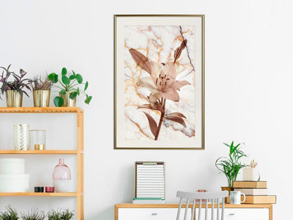 Botanical Wall Art - Lily on Marble Background-artwork for wall with acrylic glass protection