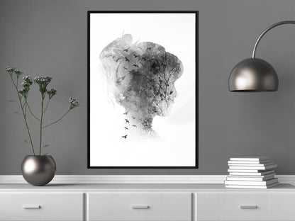 Black and White Framed Poster - Head Full of Dreams-artwork for wall with acrylic glass protection