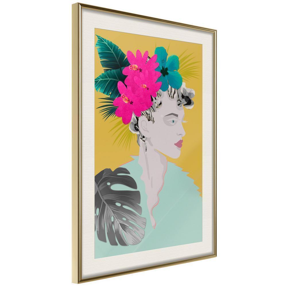 Wall Decor Portrait - Crown of Flowers-artwork for wall with acrylic glass protection