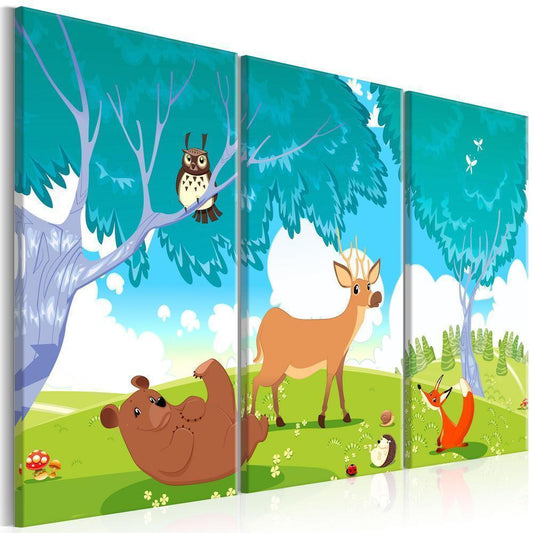 Canvas Print - Friendly Animals (3 Parts)-ArtfulPrivacy-Wall Art Collection