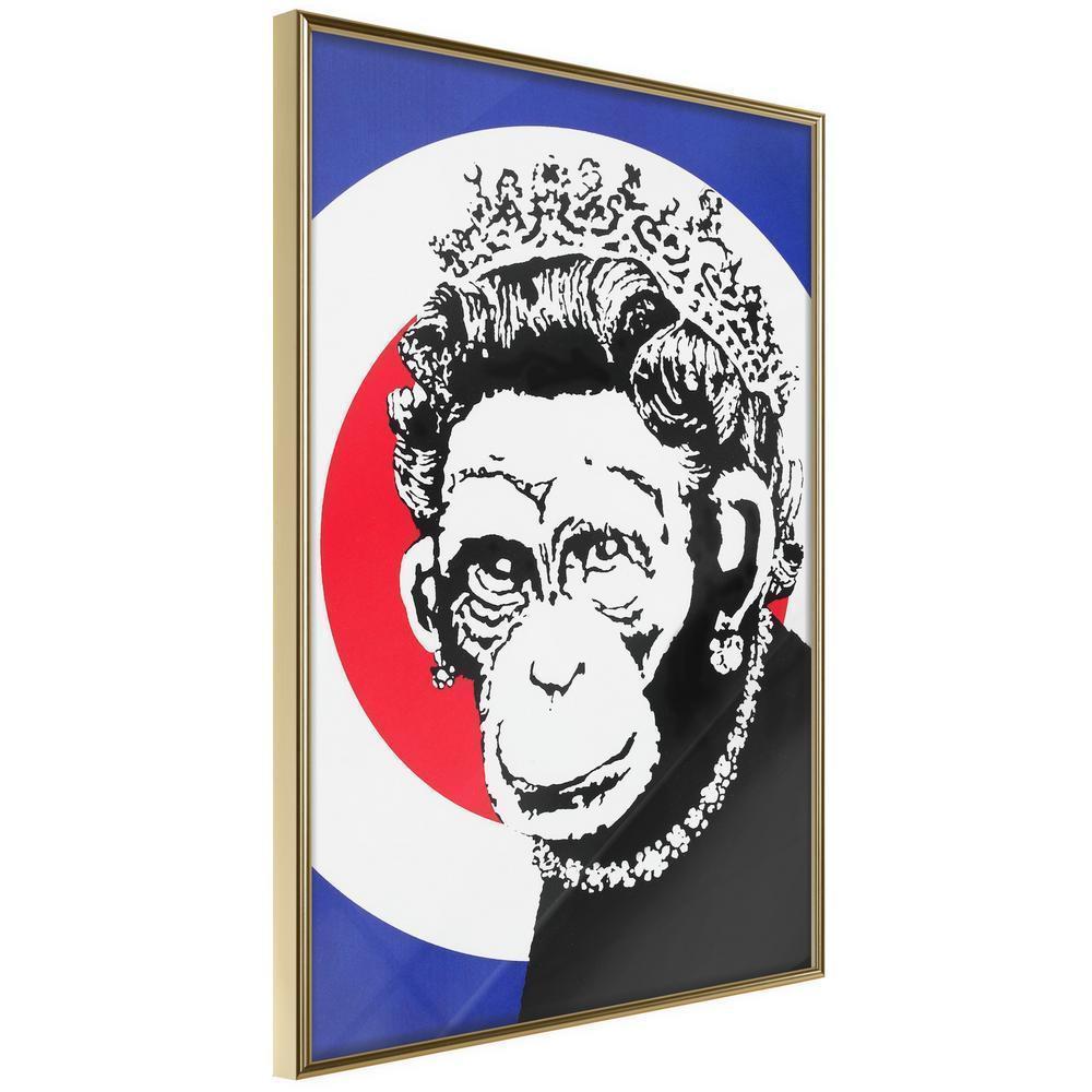 Urban Art Frame - Banksy: Monkey Queen-artwork for wall with acrylic glass protection