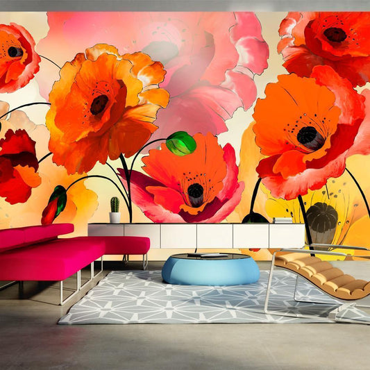 Wall Mural - Velvet poppies-Wall Murals-ArtfulPrivacy