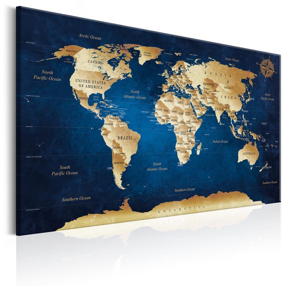 Canvas Print - World Map: The Dark Blue Depths-ArtfulPrivacy-Wall Art Collection