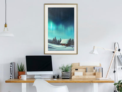 Winter Design Framed Artwork - Evening in the Iceland-artwork for wall with acrylic glass protection