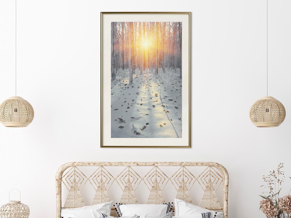 Winter Design Framed Artwork - Frosty Sunset-artwork for wall with acrylic glass protection