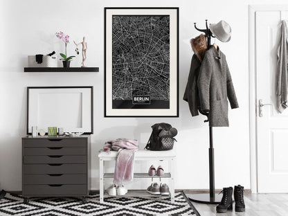 Wall Art Framed - City Map: Berlin (Dark)-artwork for wall with acrylic glass protection