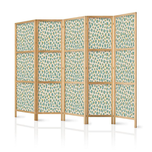 Japanese Room Divider - Giraffe Pattern - Animal Pattern in Turquoise Spots on a Light Background