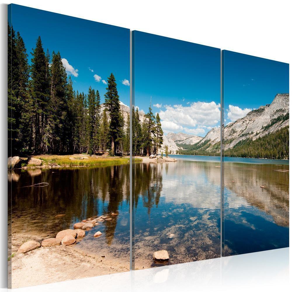 Canvas Print - Mountains trees and pure lake-ArtfulPrivacy-Wall Art Collection