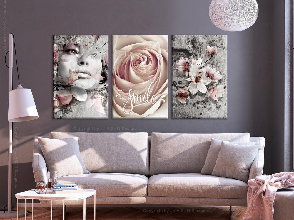 Canvas Print - Floral Smile (3 Parts)-ArtfulPrivacy-Wall Art Collection