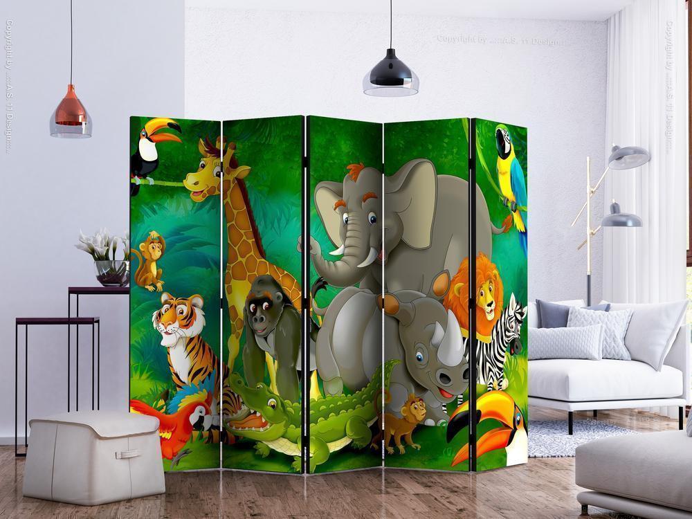 Decorative partition-Room Divider - Colourful Safari II-Folding Screen Wall Panel by ArtfulPrivacy