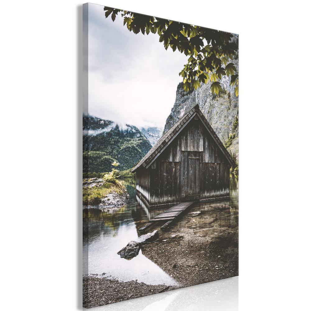 Canvas Print - House in the Mountains (1 Part) Vertical-ArtfulPrivacy-Wall Art Collection