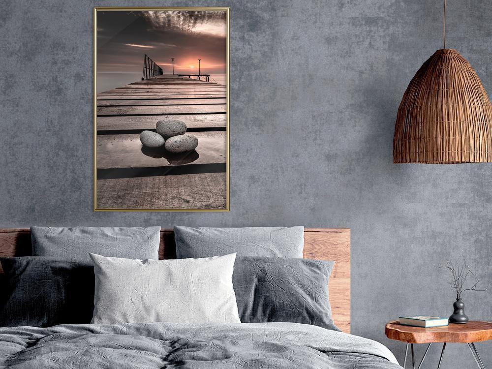 Framed Art - Stones on the Pier-artwork for wall with acrylic glass protection