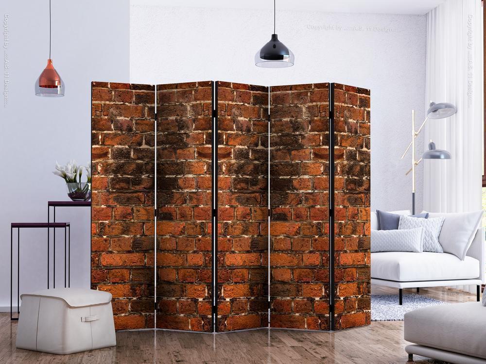 Decorative partition-Room Divider - Brick Shadow II-Folding Screen Wall Panel by ArtfulPrivacy