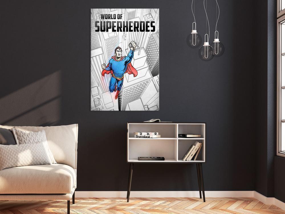 Canvas Print - World of Superheroes (1 Part) Vertical-ArtfulPrivacy-Wall Art Collection
