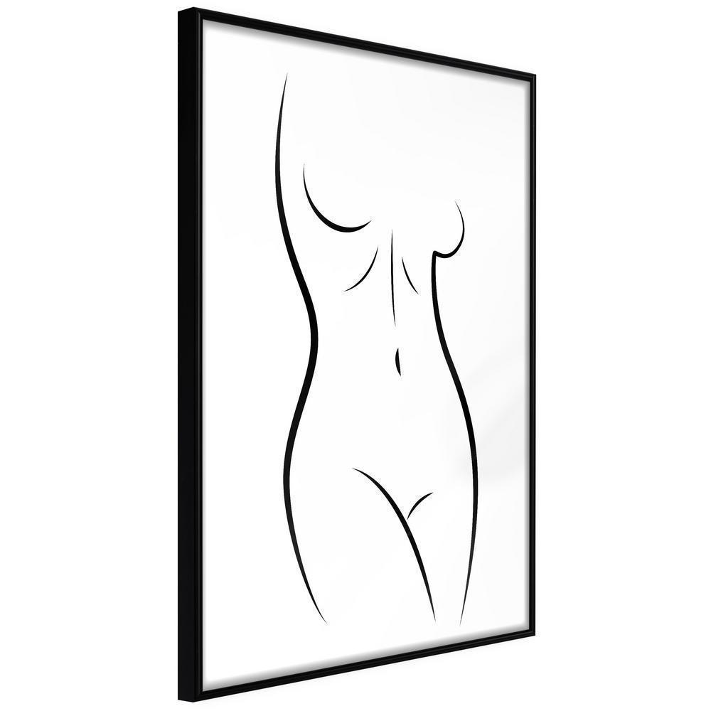 Black and White Framed Poster - Minimalist Nude-artwork for wall with acrylic glass protection