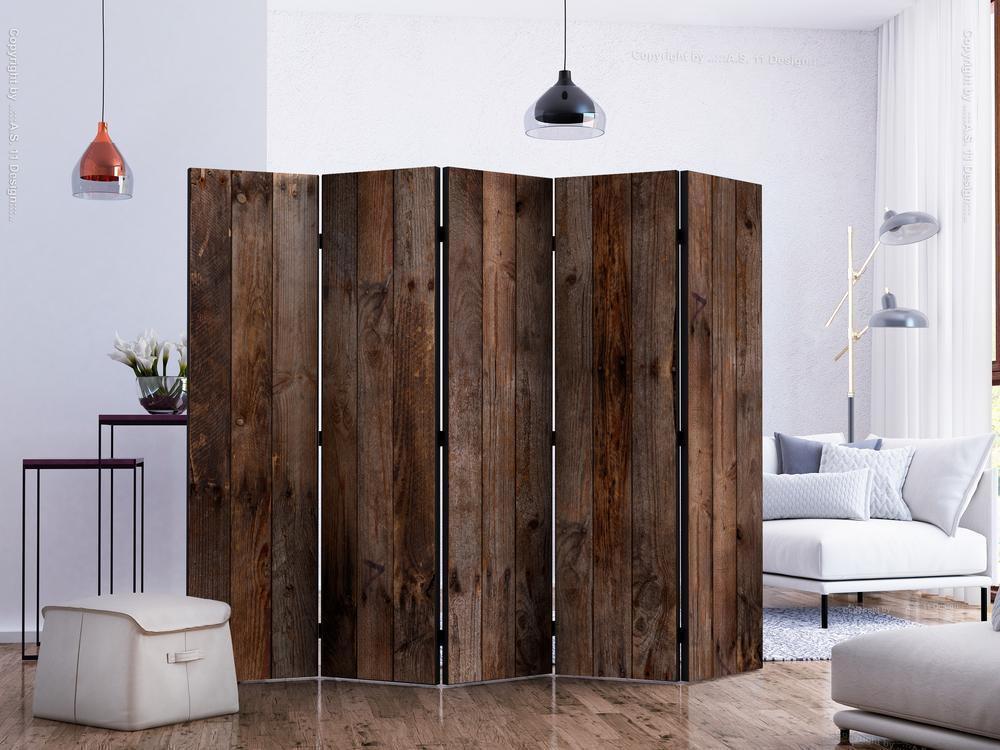Decorative partition-Room Divider - Wooden Hut II-Folding Screen Wall Panel by ArtfulPrivacy