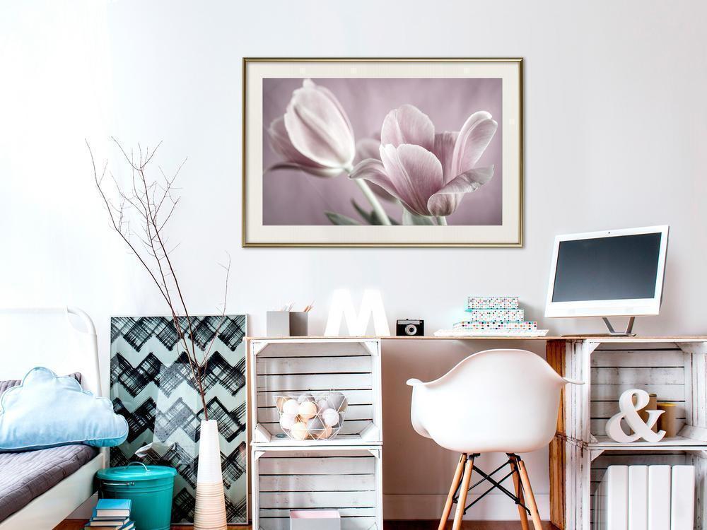 Botanical Wall Art - Pastel Tulips I-artwork for wall with acrylic glass protection