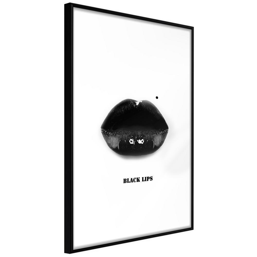 Black and White Framed Poster - Deadly Kiss-artwork for wall with acrylic glass protection