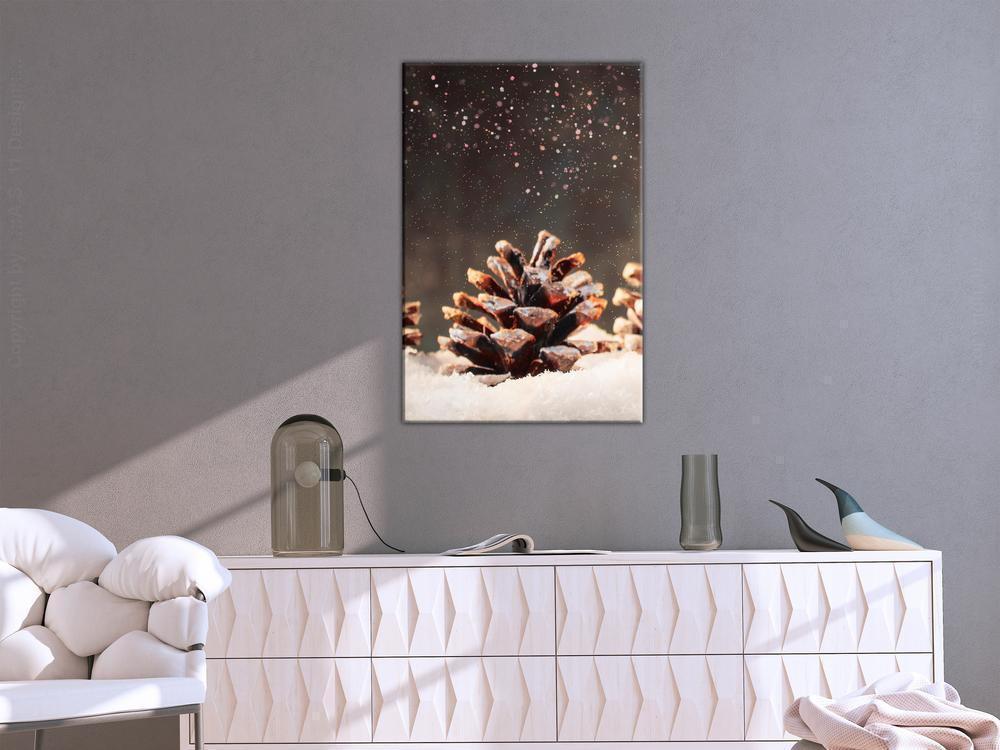 Canvas Print - Winter Pine Cone (1 Part) Vertical-ArtfulPrivacy-Wall Art Collection