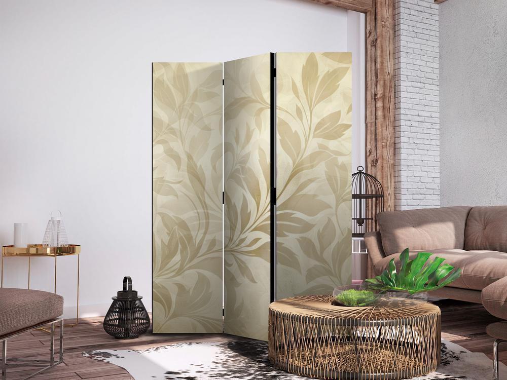 Room Divider - Botanical Motif with Leaves and Vines in Sandy Colors