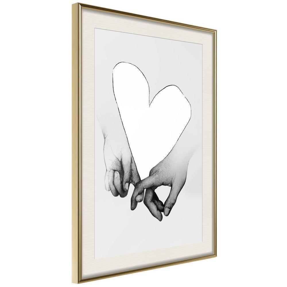 Black and White Framed Poster - Couple In Love-artwork for wall with acrylic glass protection