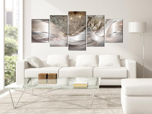 Canvas Print - Modern Dandelions (5 Parts) Beige Wide-ArtfulPrivacy-Wall Art Collection