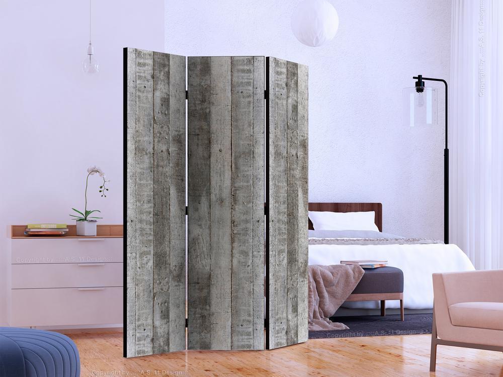Decorative partition-Room Divider - Concrete Timber-Folding Screen Wall Panel by ArtfulPrivacy