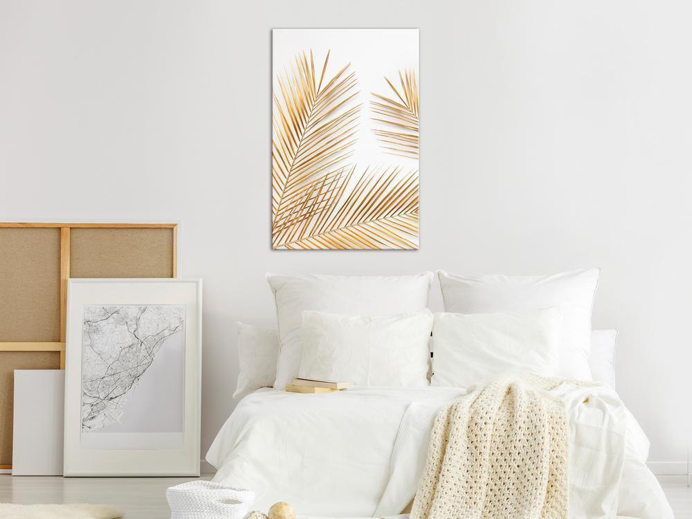 Canvas Print - Golden Palm Leaves (1 Part) Vertical-ArtfulPrivacy-Wall Art Collection