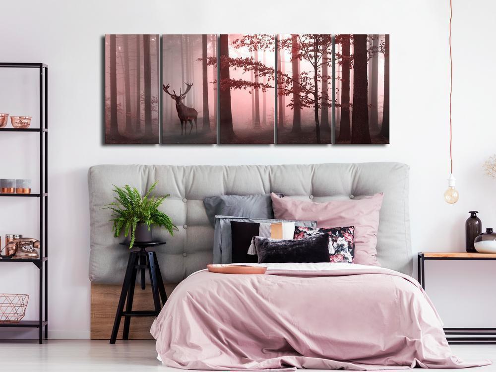 Canvas Print - Morning (5 Parts) Narrow Pink-ArtfulPrivacy-Wall Art Collection