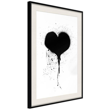 Black and White Framed Poster - Graffiti Heart-artwork for wall with acrylic glass protection