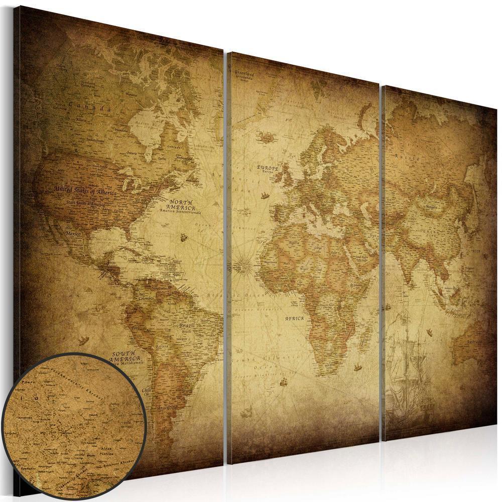 Canvas Print - Old map: triptych-ArtfulPrivacy-Wall Art Collection