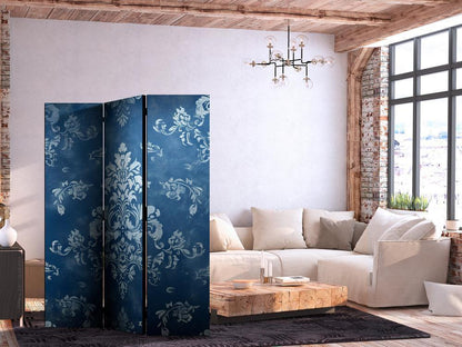 Room Divider - Retro Ornament - Decorative Motif in Rubbed Blues