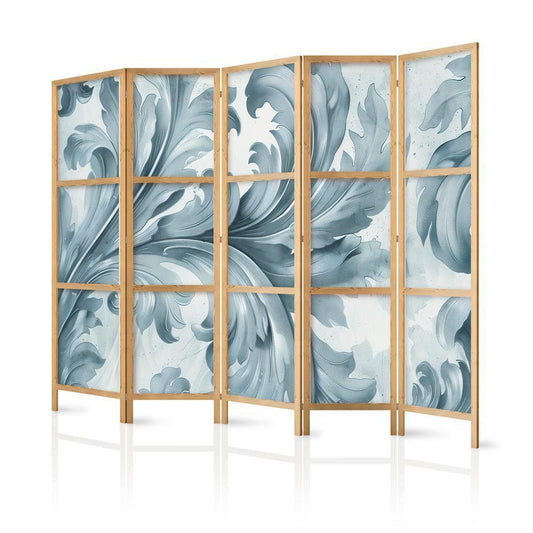 Japanese Room Divider - Botanical Motif with Leaves and Vines in Sandy Colors