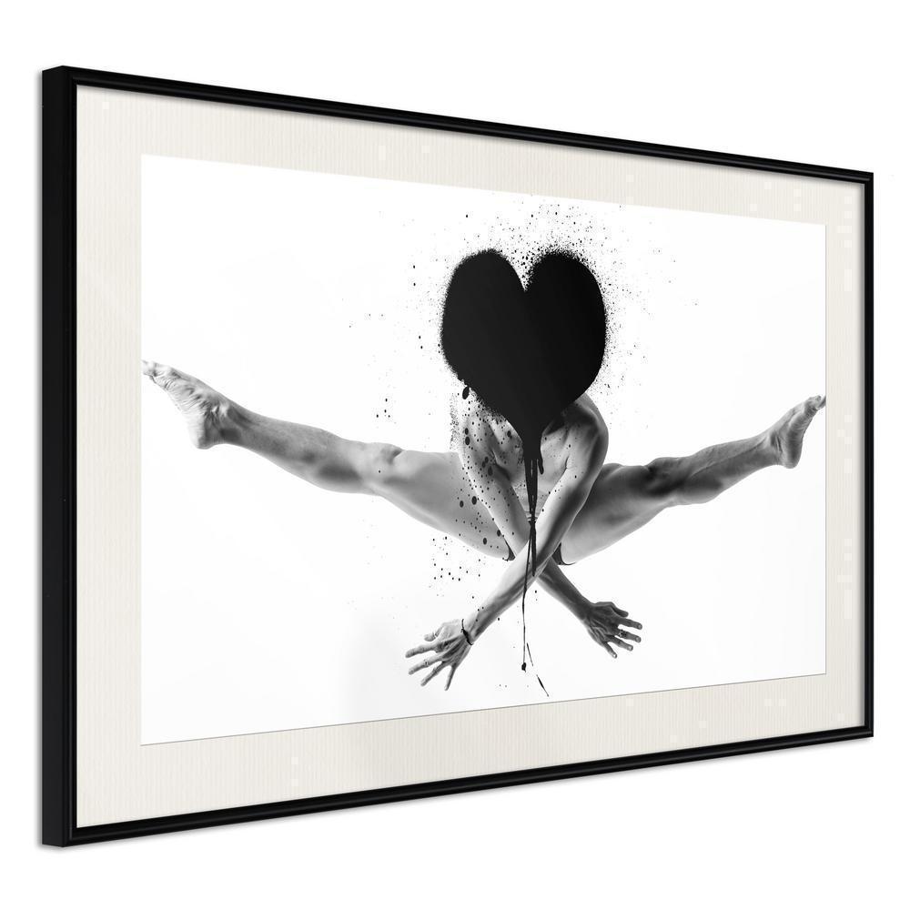 Black and White Framed Poster - Splits in the Air-artwork for wall with acrylic glass protection