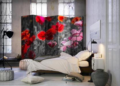 Decorative partition-Room Divider - Red Poppies II-Folding Screen Wall Panel by ArtfulPrivacy