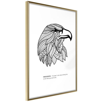 Black and white Wall Frame - Symbol of Freedom-artwork for wall with acrylic glass protection