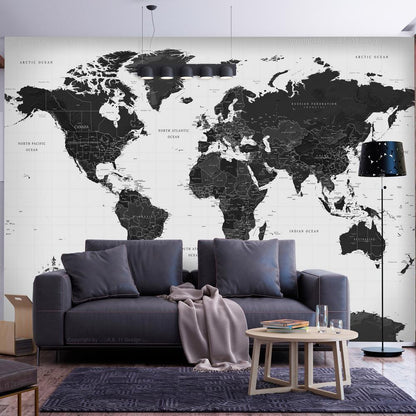 Wall Mural - Black and White Map-Wall Murals-ArtfulPrivacy