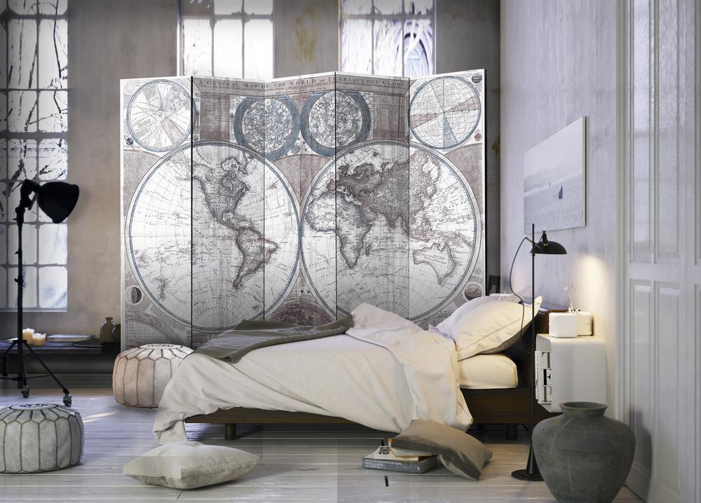 Decorative partition-Room Divider - Terraqueous Globe-Folding Screen Wall Panel by ArtfulPrivacy