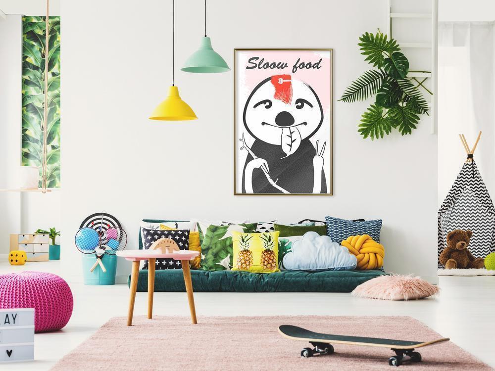 Nursery Room Wall Frame - Sloth's Favourite Food-artwork for wall with acrylic glass protection