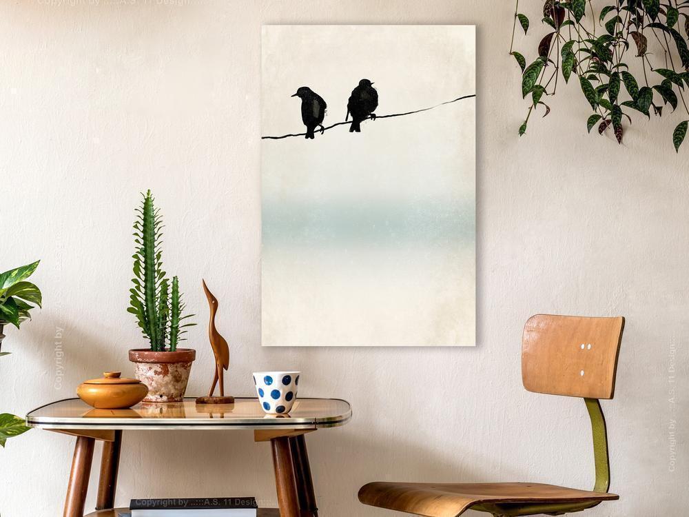 Canvas Print - Frozen Sparrows (1 Part) Vertical-ArtfulPrivacy-Wall Art Collection