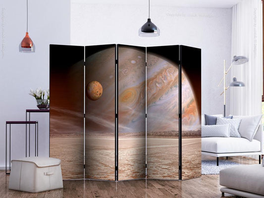 Decorative partition-Room Divider - A small and a big planet II-Folding Screen Wall Panel by ArtfulPrivacy