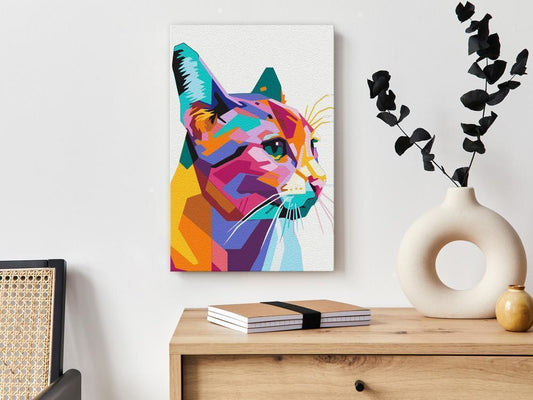 Start learning Painting - Paint By Numbers Kit - Geometric Cat - new hobby