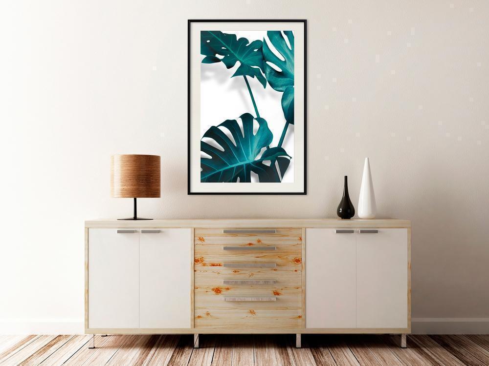 Botanical Wall Art - Turquoise Monstera II-artwork for wall with acrylic glass protection