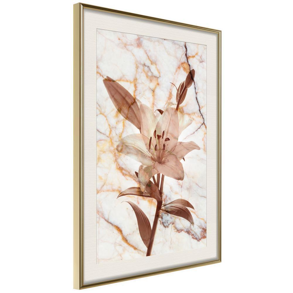 Botanical Wall Art - Lily on Marble Background-artwork for wall with acrylic glass protection
