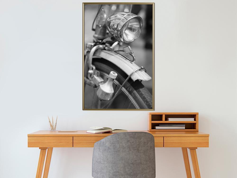 Black and White Framed Poster - Lamp and Dynamo-artwork for wall with acrylic glass protection